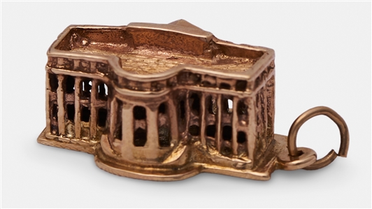 Lovely 14K Gold Charm of the White House Owned by Jimmy and Rosalyn Carter