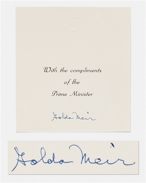Golda Meir Signed Card as Prime Minister of Israel