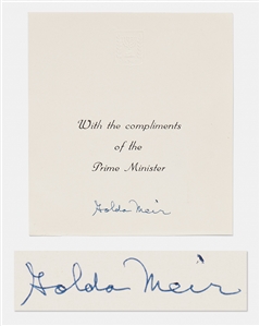Golda Meir Signed Card as Prime Minister of Israel