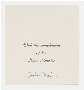Golda Meir Signed Card as Prime Minister of Israel