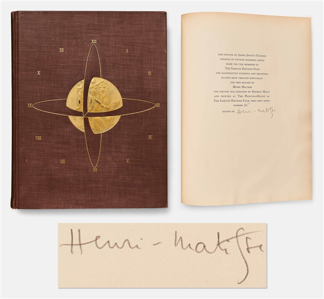 Henri Matisse Signed Limited Edition of Ulysses by James Joyce, Based on Homers The Odyssey -- Oversized Edition Contains 26 Illustrations by Matisse, Including 6 Soft-Ground Etchings
