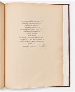 Henri Matisse Signed Limited Edition of ''Ulysses'' by James Joyce, Based on Homer's ''The Odyssey'' -- Oversized Edition Contains 26 Illustrations by Matisse, Including 6 Soft-Ground Etchings