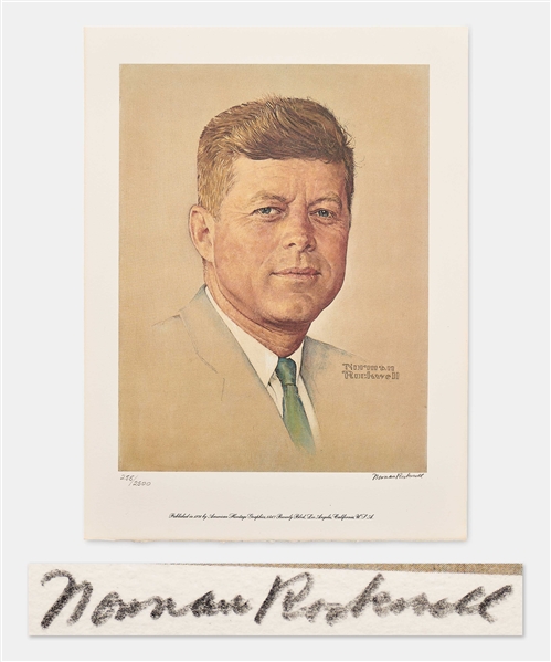 Norman Rockwell Signed Limited Edition Lithograph of John F. Kennedy -- Appeared as the Cover of The Saturday Evening Post in 1960