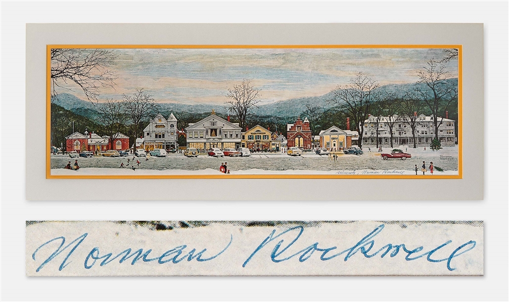 Norman Rockwell Signed Print of His Classic Stockbridge Main Street at Christmas