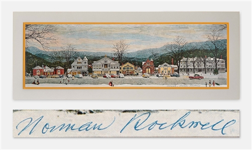 Norman Rockwell Signed Print of His Classic Stockbridge Main Street at Christmas