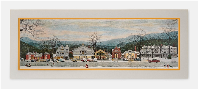 Norman Rockwell Signed Print of His Classic ''Stockbridge Main Street at Christmas''