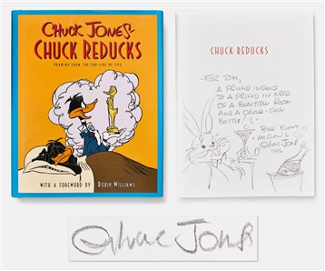 Chuck Jones Signed Sketch of Bugs Bunny -- Drawn Within a First Edition of Chuck Reducks