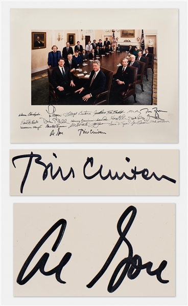 Rare Bill Clinton Signed 20 x 16 Photograph of His Entire Cabinet -- Signed by All 23 Including Clinton & Al Gore