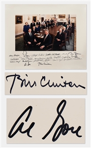 Rare Bill Clinton Signed 20 x 16 Photograph of His Entire Cabinet -- Signed by All 23 Including Clinton & Al Gore