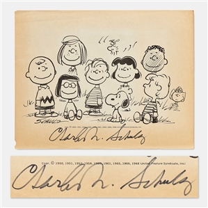 Charles Schulz Signed Peanuts Print -- Measures 11 x 8.5