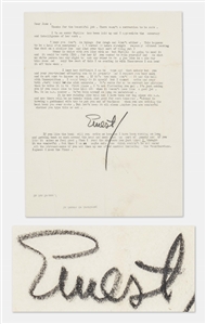 Ernest Hemingway Letter Signed While Writing For Whom the Bell Tolls -- ...when you are writing the best book you ever wrote...I thought [the typed chapters] was wonderful...