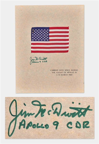 Apollo 9 Flown U.S. Flag, with Signed Certificate by Commander James McDivitt -- With Additional Novspace COA
