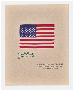 Apollo 9 Flown U.S. Flag, with Signed Certificate by Commander James McDivitt -- With Additional Novspace COA