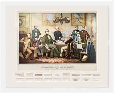 Jefferson Davis and His Confederate Cabinet Signed Display -- Includes Signatures of Robert E. Lee, Jefferson Davis, Judah P. Benjamin & 6 More