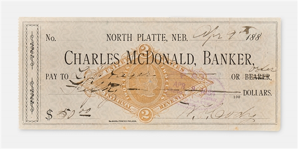 Lot of 3 William F. Cody ''Buffalo Bill'' Signed Checks, Completed in His Hand -- Includes One Check to Artist John R. Chapin Who Created the Popular Image of Cody as ''Buffalo Bill''