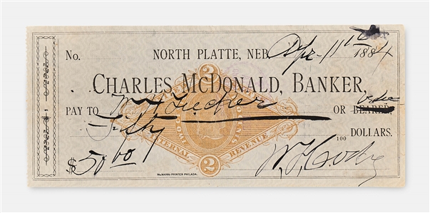 Lot of 3 William F. Cody ''Buffalo Bill'' Signed Checks, Completed in His Hand -- Includes One Check to Artist John R. Chapin Who Created the Popular Image of Cody as ''Buffalo Bill''