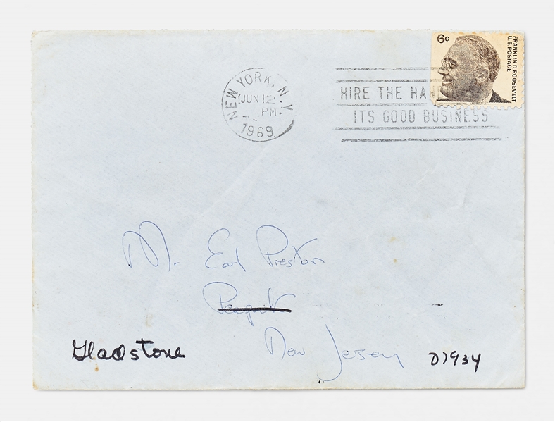 Jackie Kennedy Handwritten Envelope from 1969