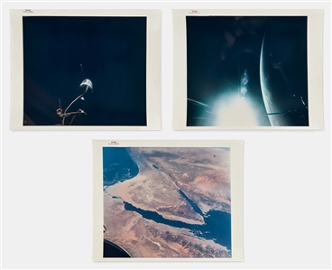 Lot of 23 Red-Number NASA Photos from Gemini XI -- Photos Show Different Parts of the World from Space & the Rendezvous with the Target Spacecraft