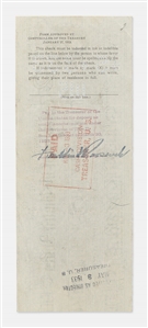 President Franklin D. Roosevelt Signed Paycheck from the U.S. Treasury -- Dated April 1933 a Month After Taking Office, FDR Gets ''Paid Back'' for His Automatic Pay Cut from the Economy Act of 1933