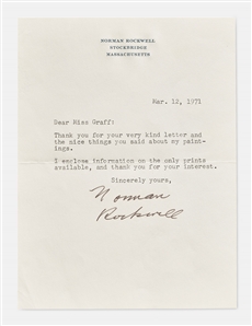 Norman Rockwell Letter Signed from 1971