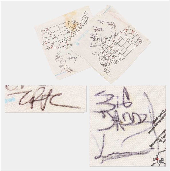 Tupac Shakur and Big Daddy Kane Signed Southwest Airlines Napkins -- Signed in 1996