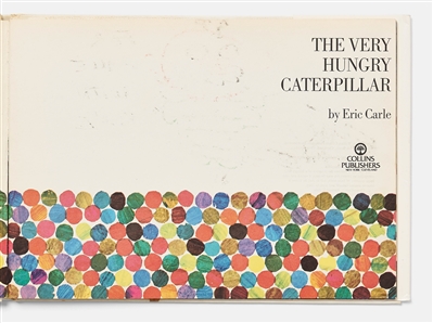 Eric Carle Original Signed Artwork of a Caterpillar, Drawn Within ''The Very Hungry Caterpillar''